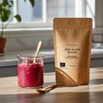 Red Glow Blend Bio Frucht Ritualmischung von DinVeda mit Rote Bete Aronia Hagebutte Hibiskus Acerola und Baobab